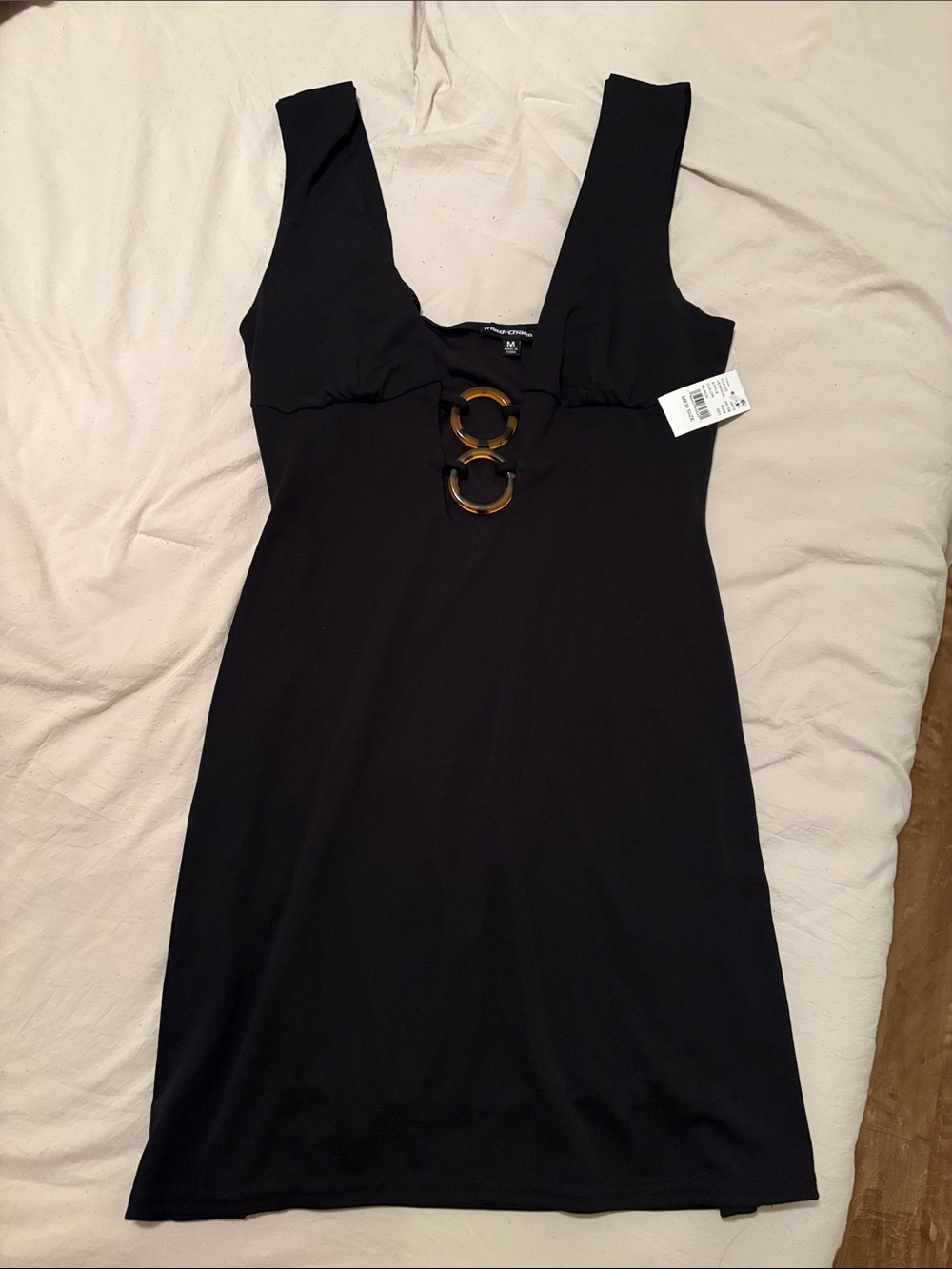 PacSun Black Mini Dress with Tortoiseshell Rings